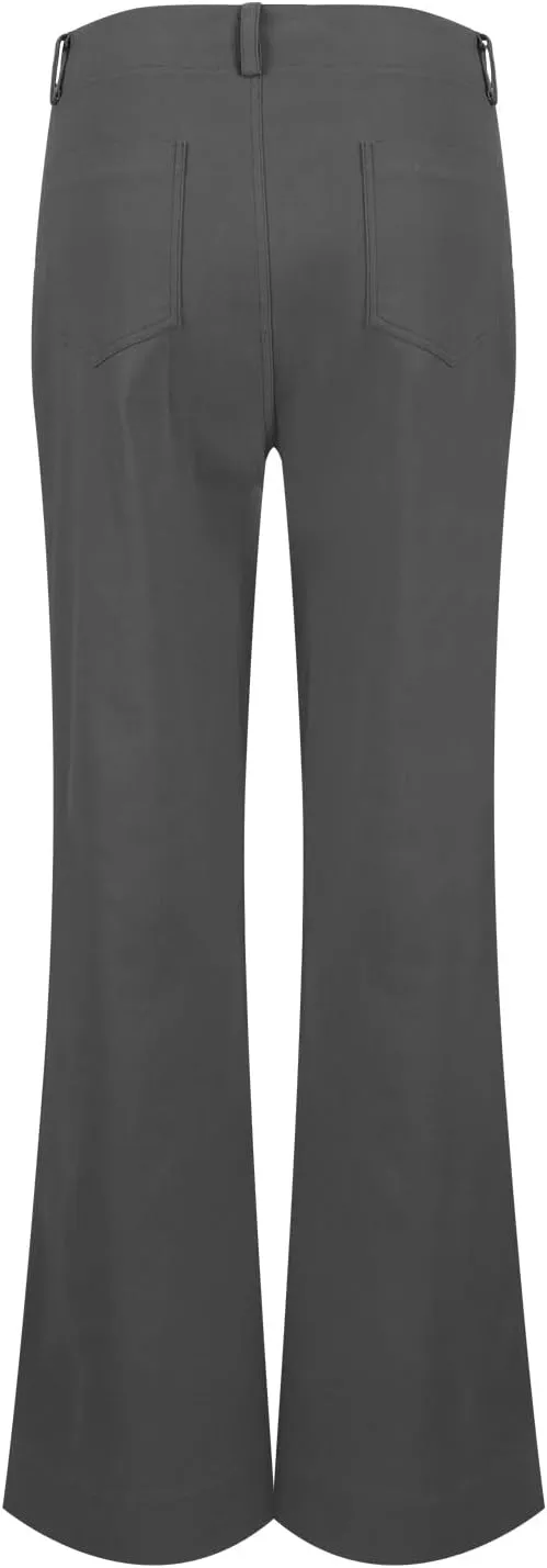 Womens Casual Stretch Twill Pants Classic Straight Fit Chino Pant High Waisted Work Outdoor Flare Pants with Pockets
