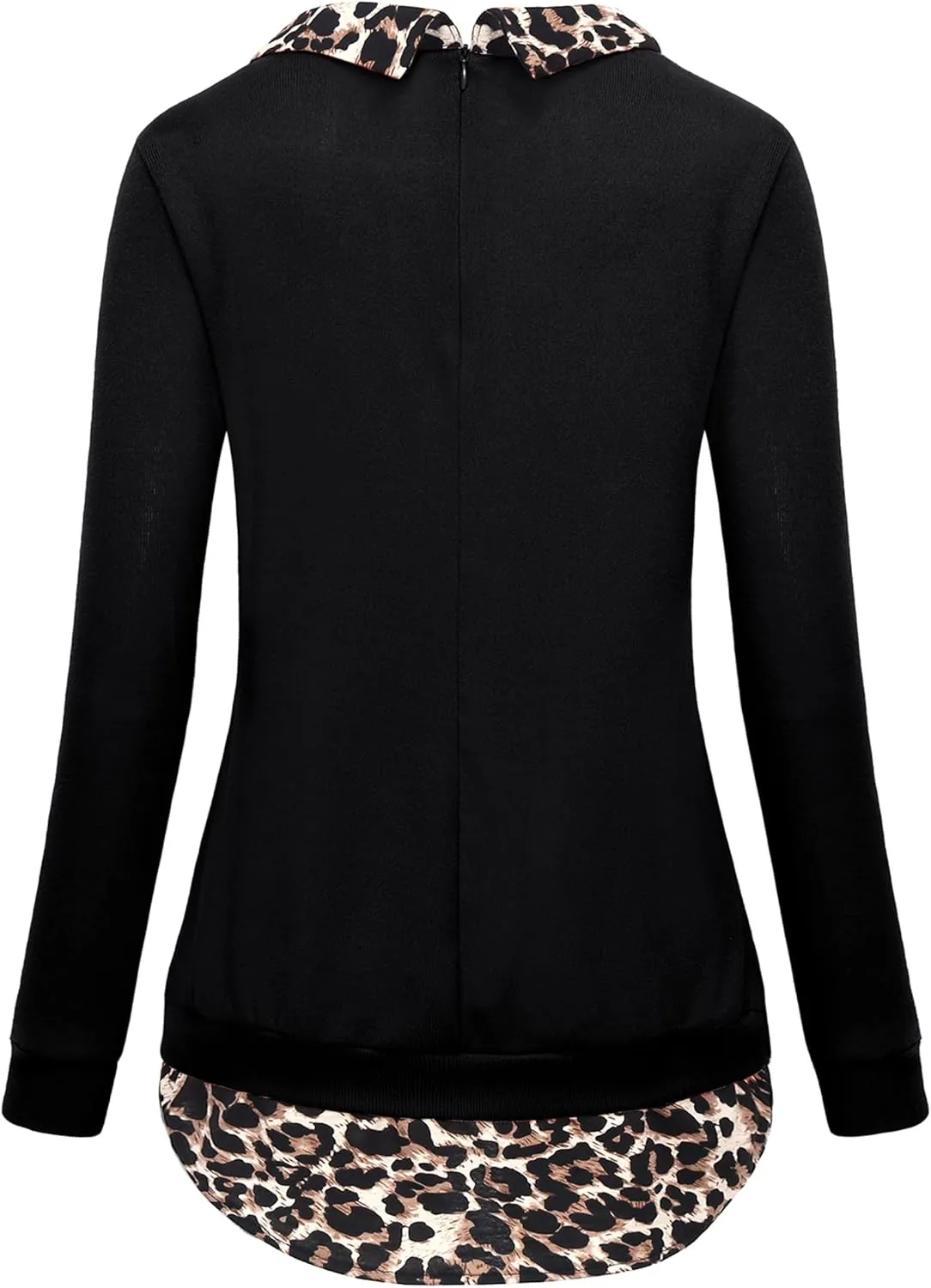 Women's Classy Lapel Collar Long Sleeve Curved Hem Tunic Sweatshirt