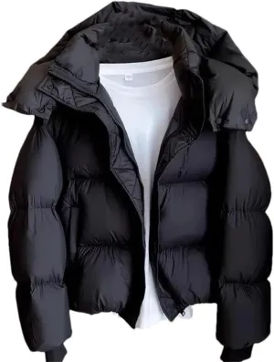 Women's Down Cotton Padded Jacket Hooded Short Winter Clothes Puffer Jacket Coat Outwear