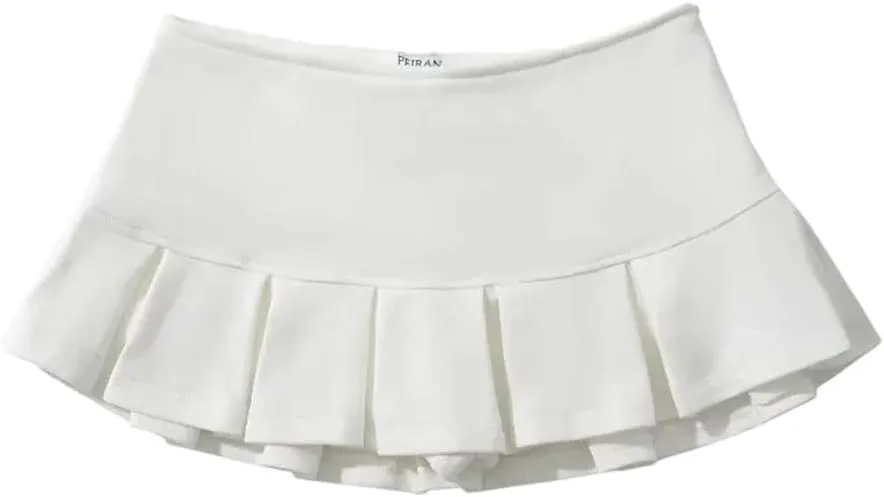 Women's Fabric Low Waist Mini Skirt Wide Pleat Decoration Light Flounce A Line Skort Hot Sweet