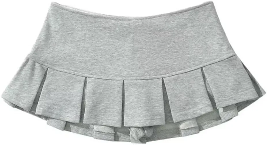 Women's Fabric Low Waist Mini Skirt Wide Pleat Decoration Light Flounce A Line Skort Hot Sweet