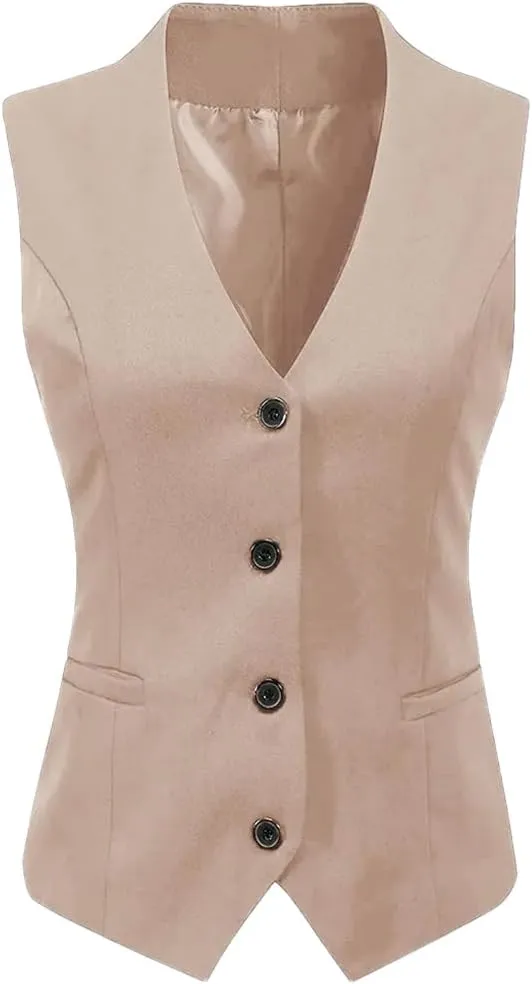 Women's Formal 4 Button V-Neck Business Dress Suit Vest Waistcoat Women's Vest