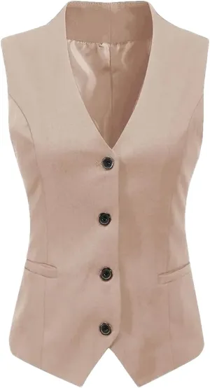 Women's Formal 4 Button V-Neck Business Dress Suit Vest Waistcoat Women's Vest