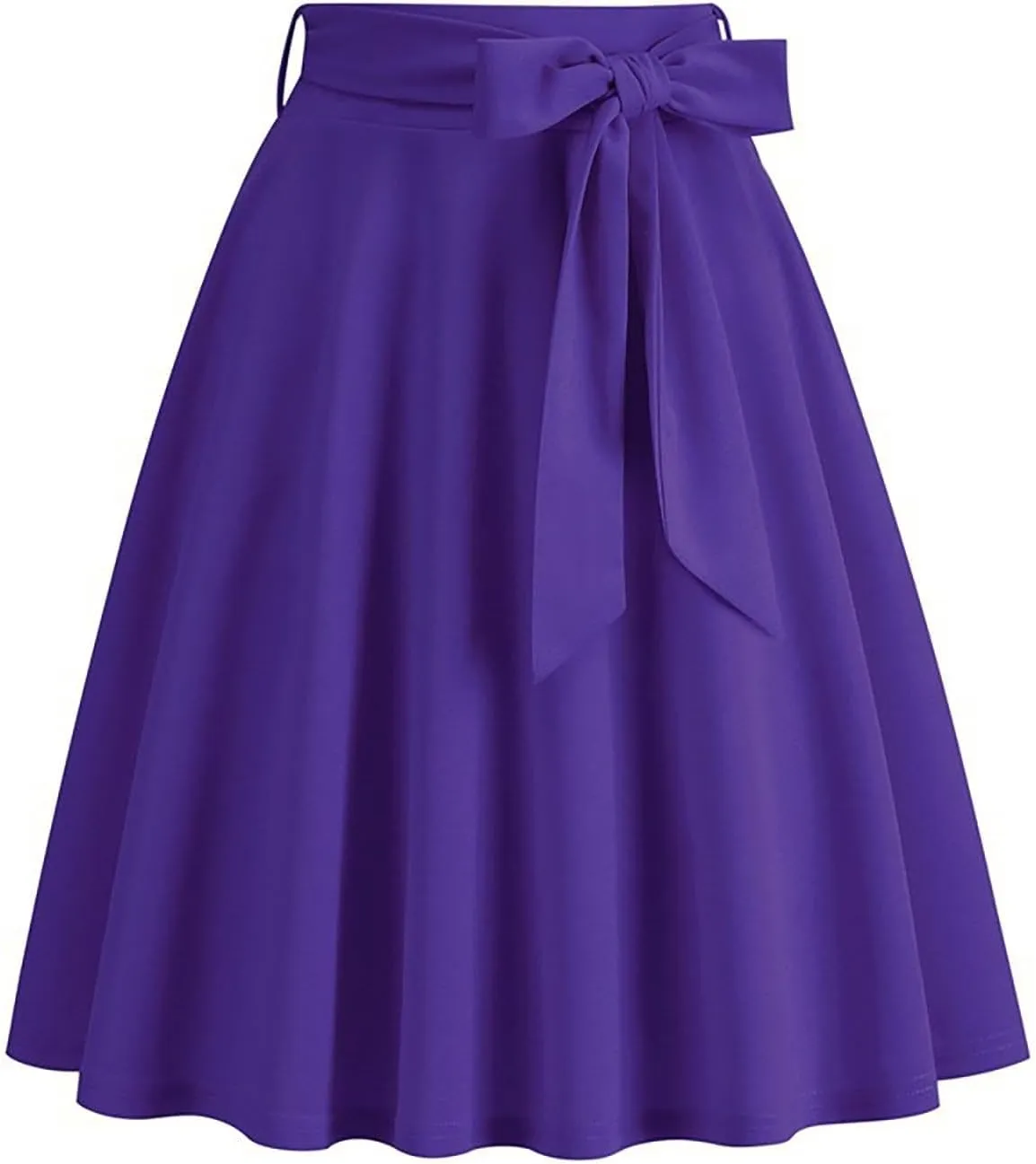 Women's High Waist A-Line Skirt Lace Up Flared Hepburn Midi Skirts Vintage Cocktail Party Swing Knee Length Skirt