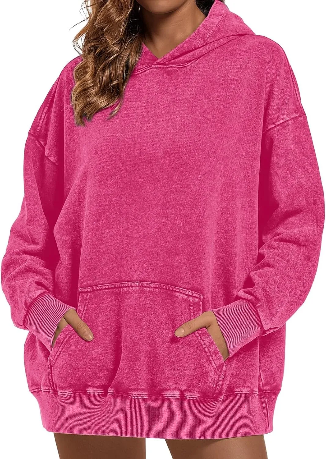 Women's Oversized Vintage Hooded Sweatshirts Acid Wash Loose Fit Baggy Trendy Casual Pullover Hoodies 2024