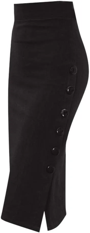 Womens Pencil Skirt High Waisted Button Split Skorts Ladies Office Skirt Multiple Size Solid Elegant Skirt Pants