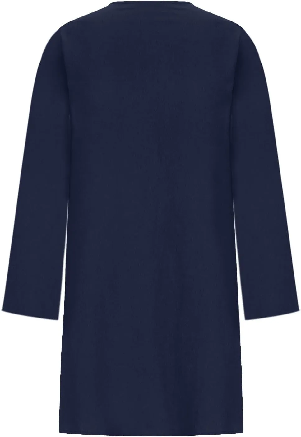 Women's Plain Cotton Linen Dresses Long Sleeve Knee-Length Peasant Dress Boho Plus Size Loose Fit Pleated Midi Dress