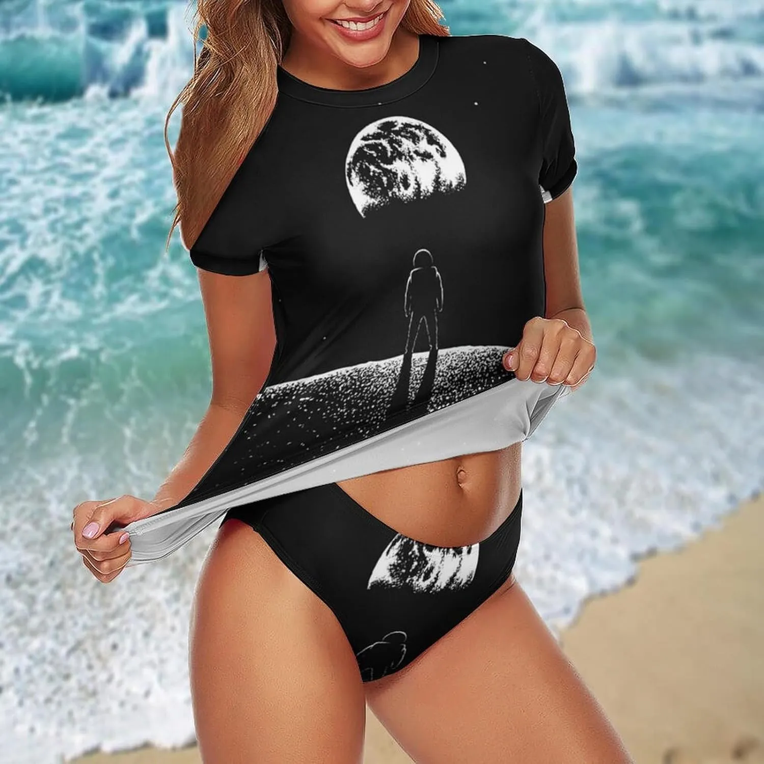 Women's Short Sleeve Rash Guard Swimsuit Top Swim Shirt Quick Dry Swimsuit