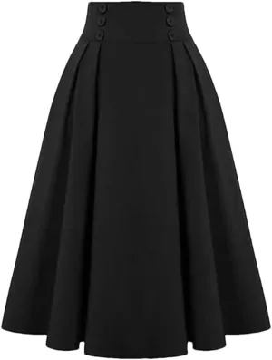 Women's Skirts High Waist A-Line Solid Color Office Casual Midi Skirt