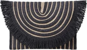 Womens Straw Clutch Handbags 2025 Fashion Fringe Envelope Bag Chain Woven Shoulder Crossbody Bag for Summer Vacation