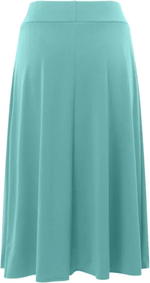 Women's Summer Boho Flowy Midi Skirt Lightweight Casual High Waisted Flared A Line Pull On Work Knee Length Skirts