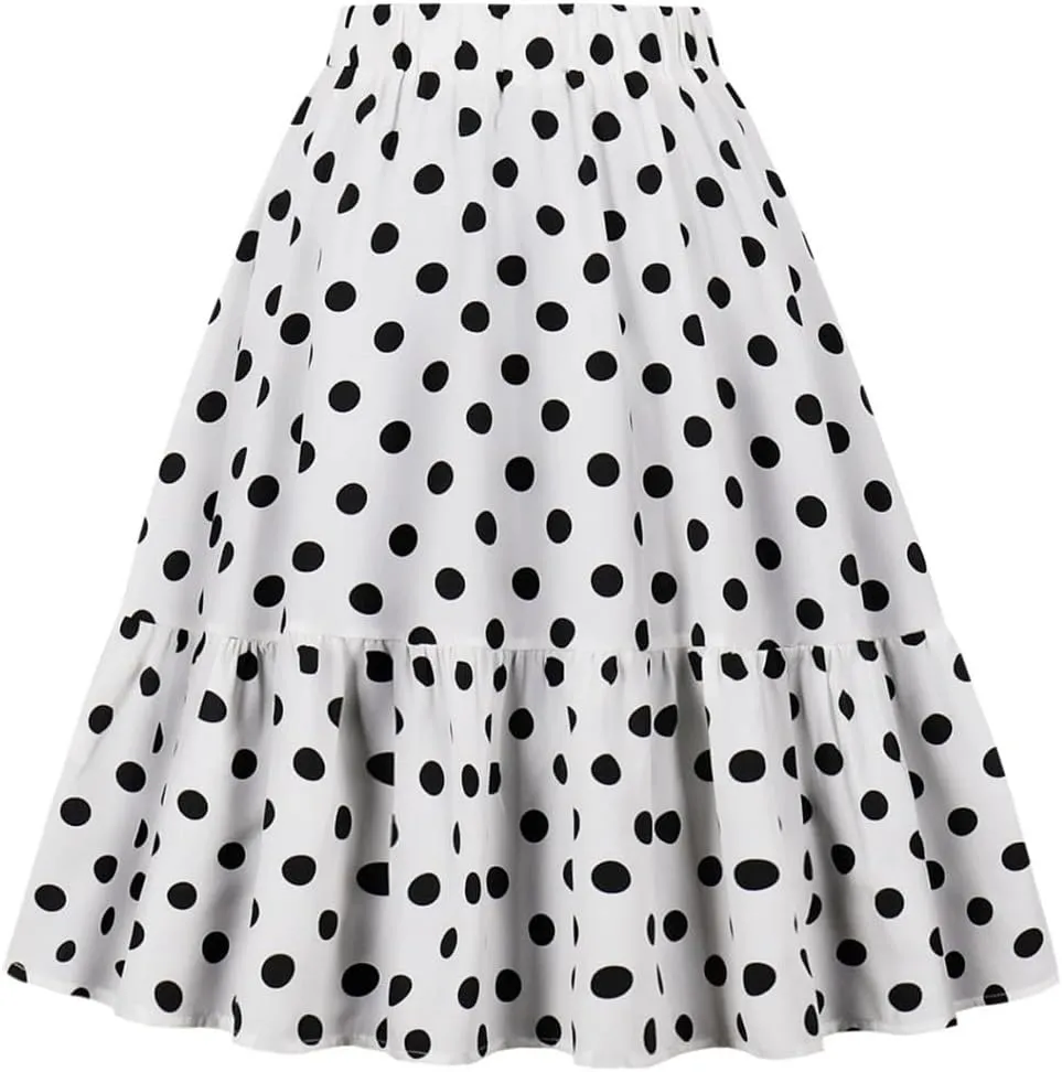 Women's Vintage Flared Skirt Loose Midi Skirt Women A-Line Casual Skirts