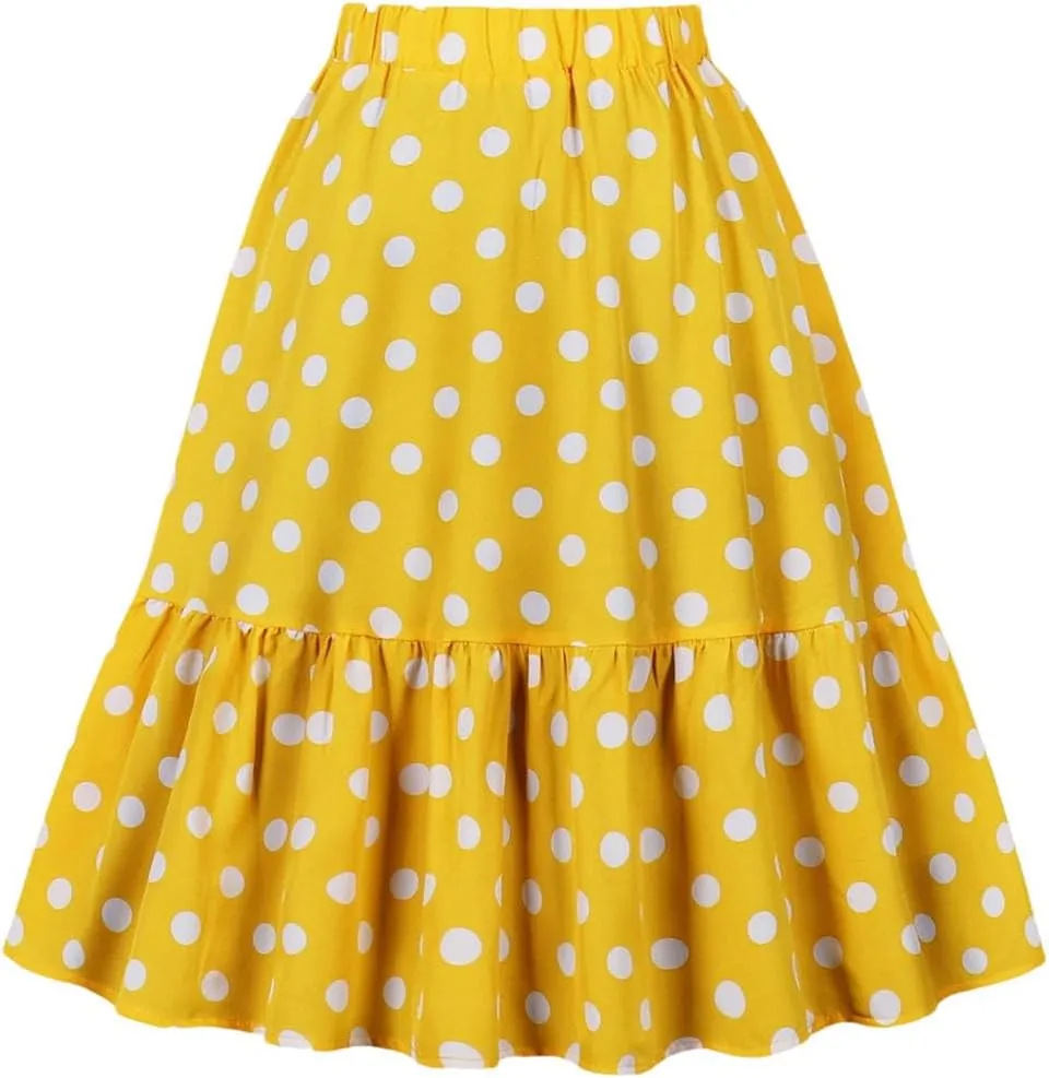 Women's Vintage Flared Skirt Loose Midi Skirt Women A-Line Casual Skirts