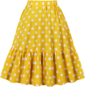 Women's Vintage Flared Skirt Loose Midi Skirt Women A-Line Casual Skirts