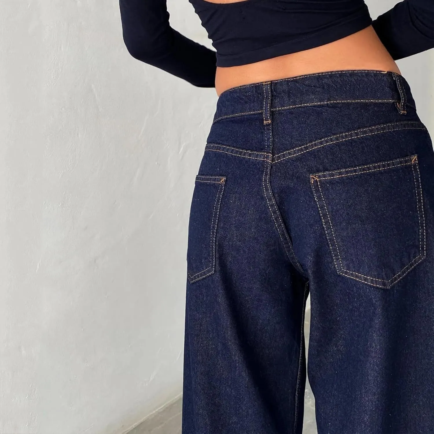 Women's Wide Leg Boyfriend Denim Pants - Low Rise Baggy Casual Loose Jeans - Y2K E-Girl Style