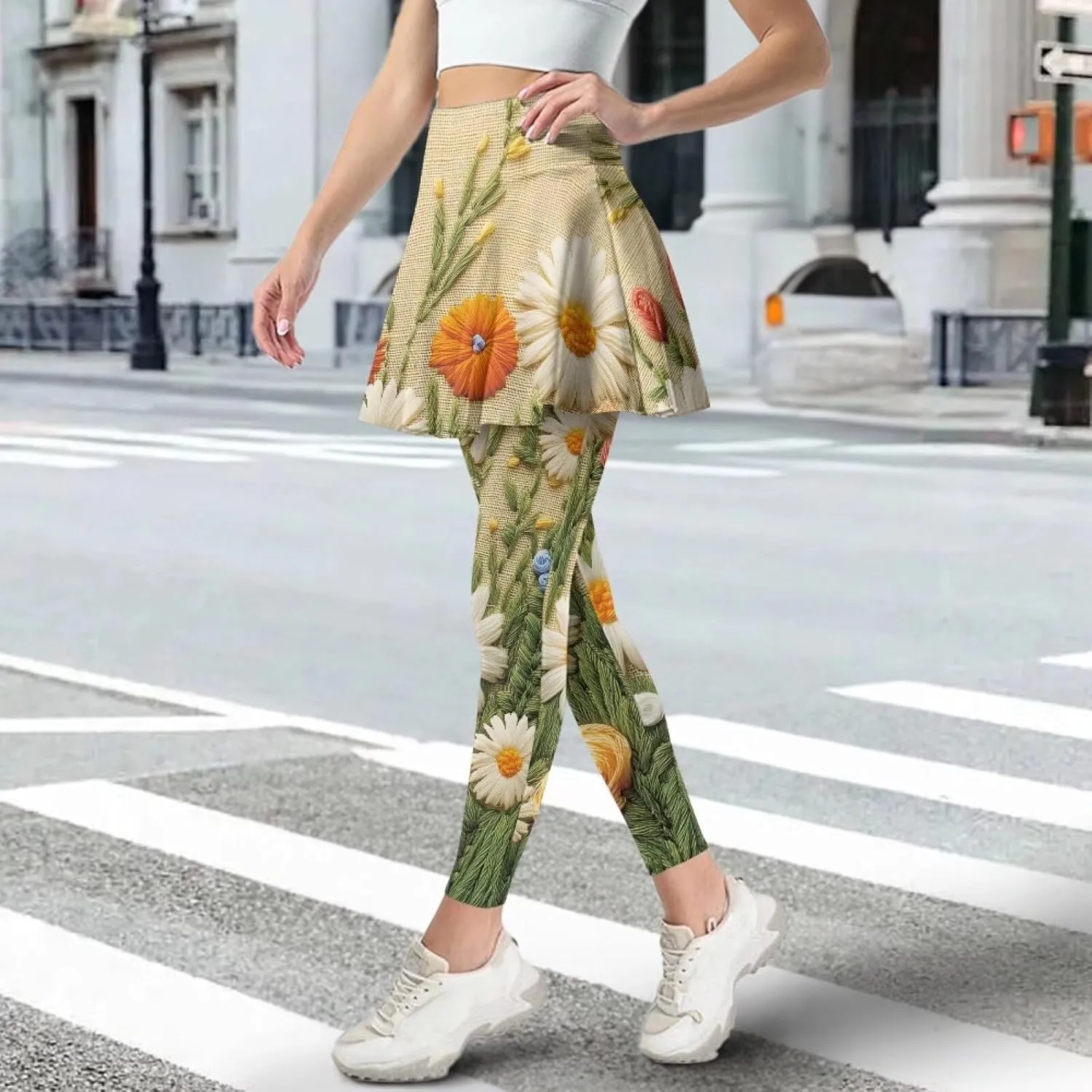 Womens Yoga Leggings with Skirts Tennis Skirts with Workout Running Pants XS-3XL