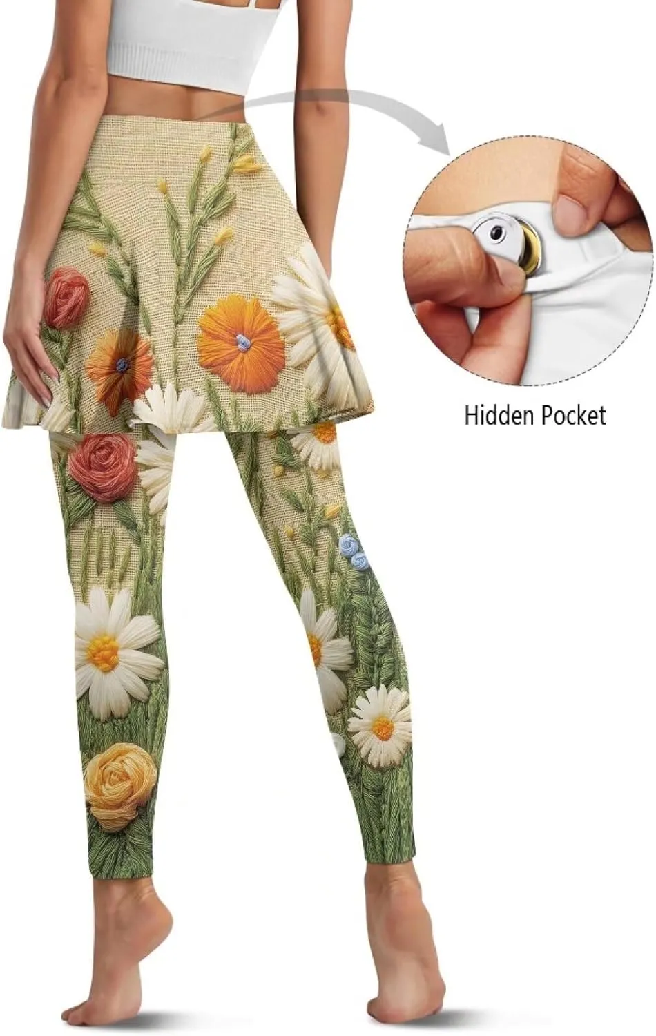 Womens Yoga Leggings with Skirts Tennis Skirts with Workout Running Pants XS-3XL