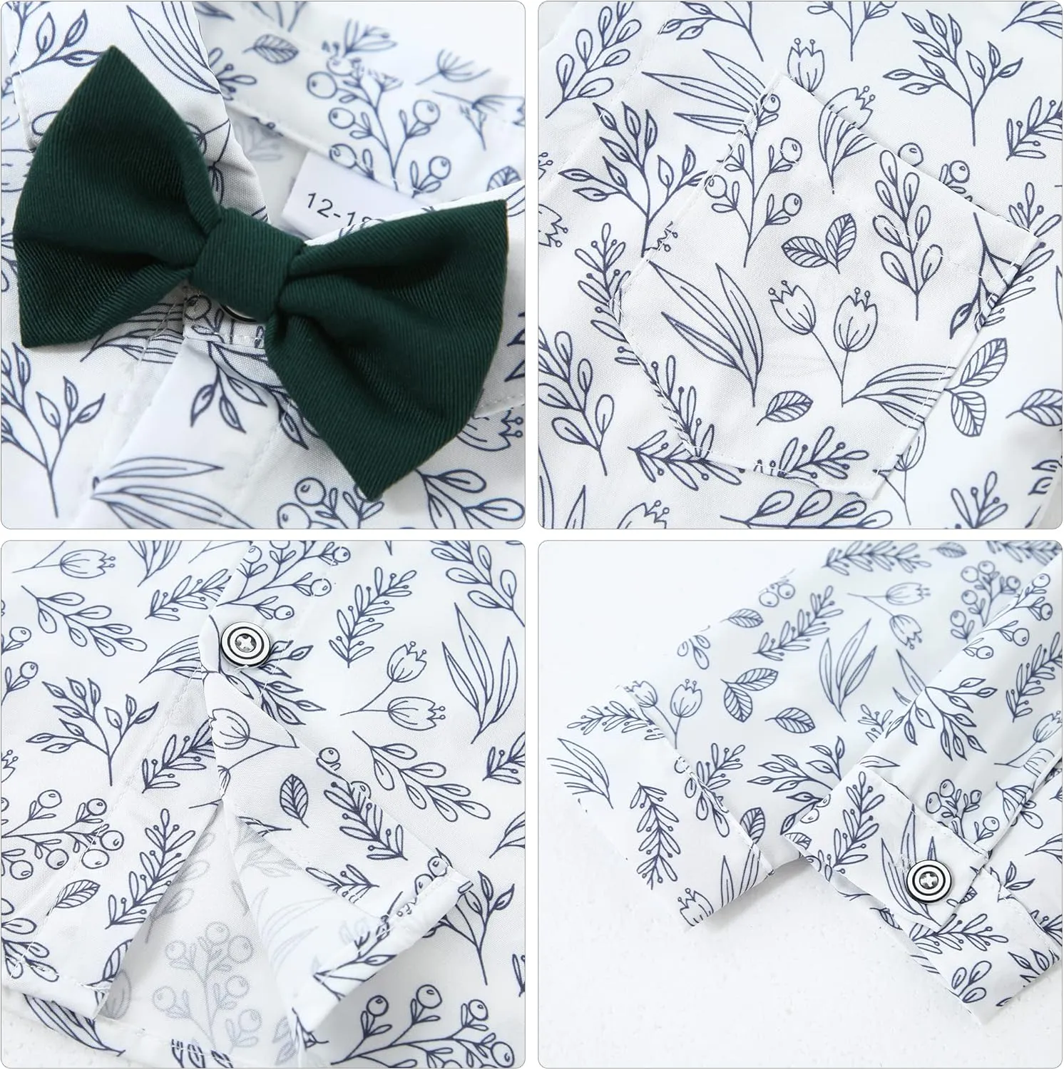 YALLET Boy Clothes Suits, Formal Dress Shirt with Bowtie Vest Suspender Pants Big Kid Gentleman Wedding Outfits 6-10 Years