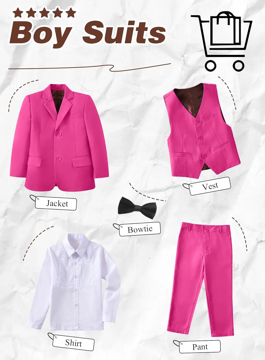 Yanlu Toddler Suits for Boys Formal Suit Ring Bearer Outfit Kids Dress Clothes for Wedding