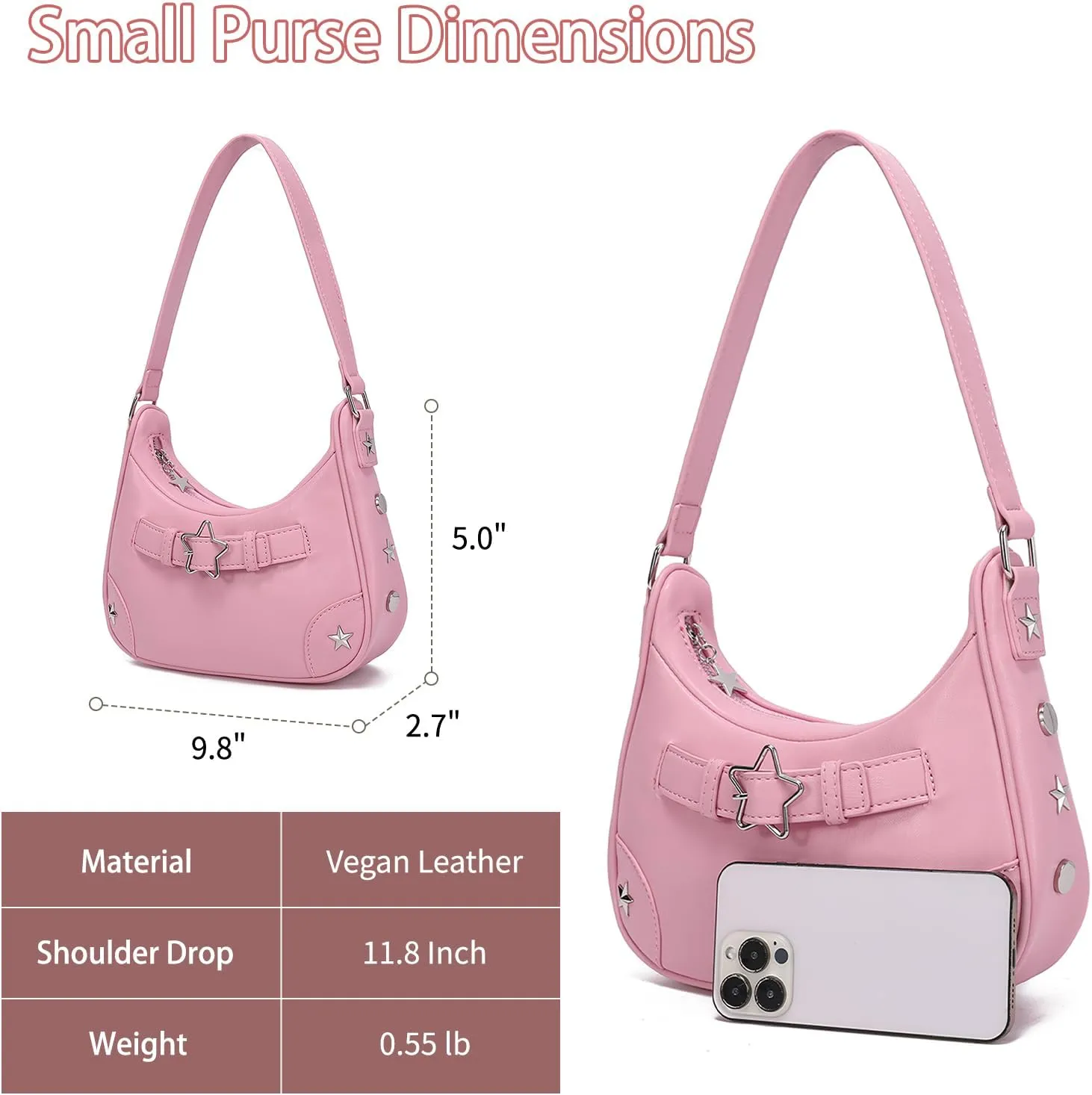 YIKOEE Shoulder Bag Y2k Purse: 90s Mini Underarm Bag - Cute Small Purse