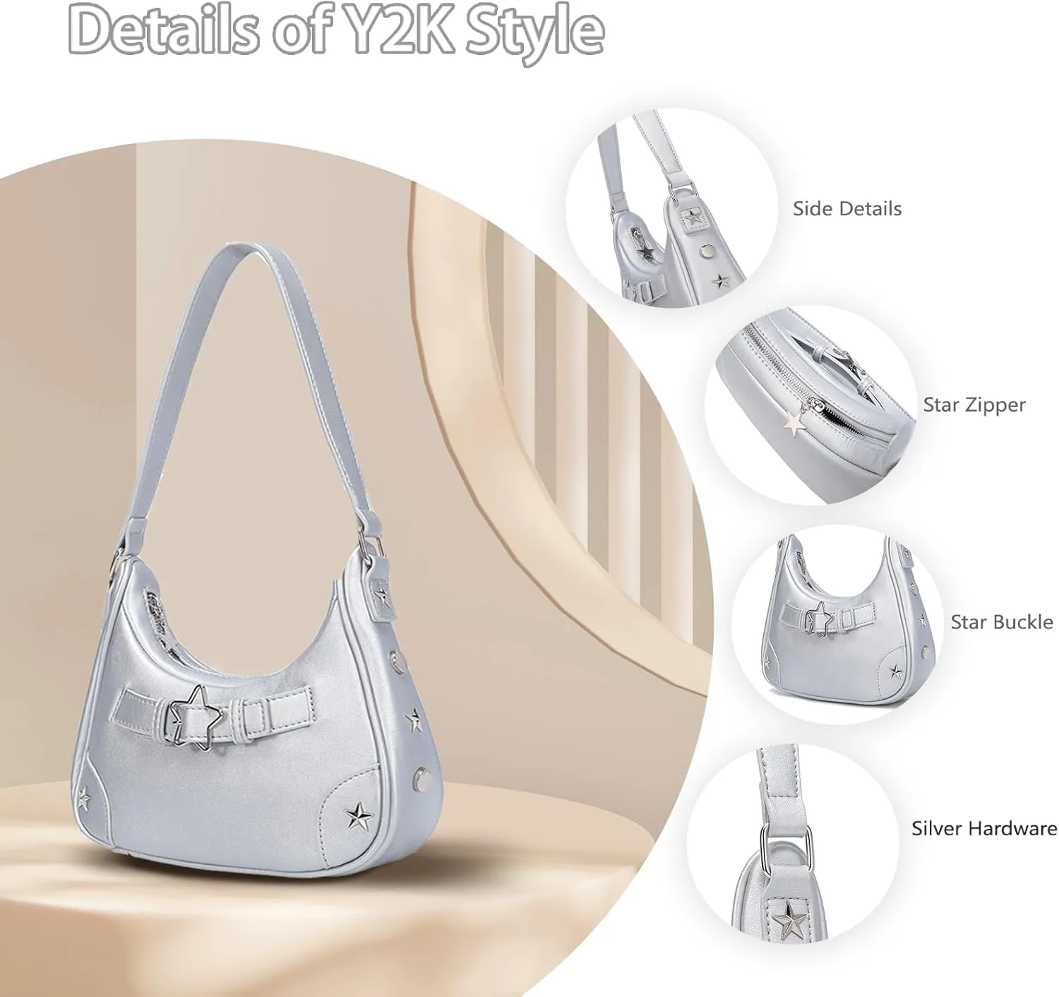 YIKOEE Shoulder Bag Y2k Purse: 90s Mini Underarm Bag - Cute Small Purse