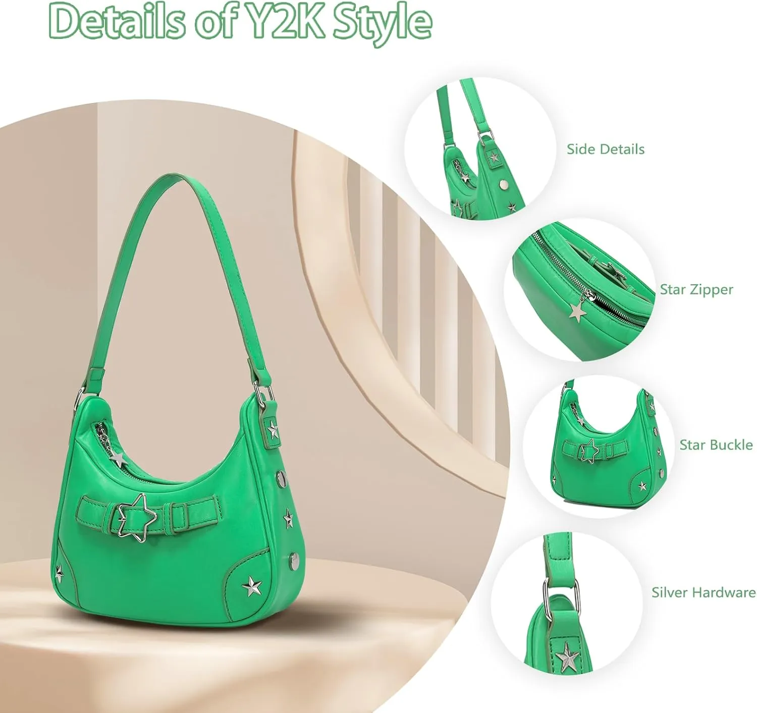 YIKOEE Shoulder Bag Y2k Purse: 90s Mini Underarm Bag - Cute Small Purse