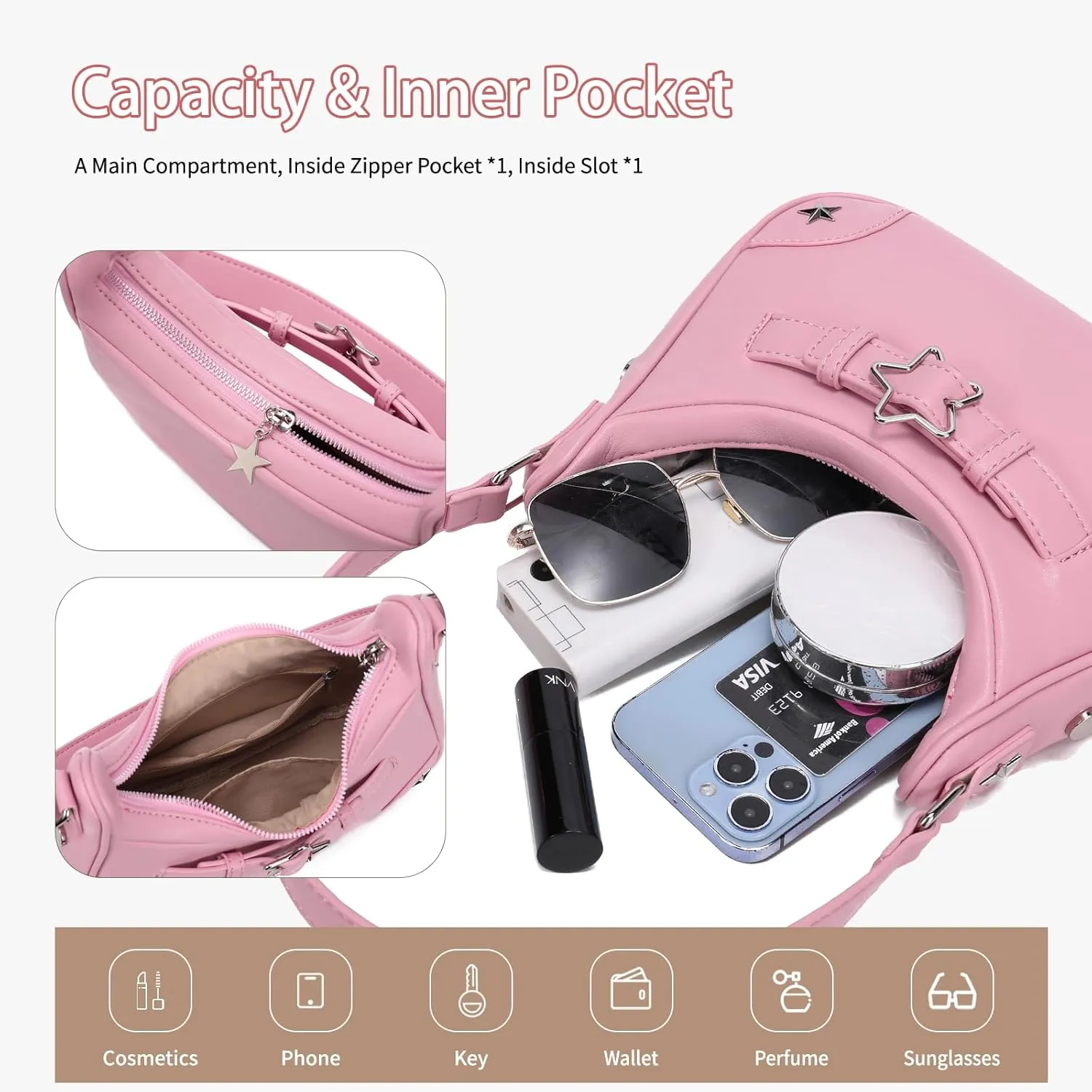 YIKOEE Shoulder Bag Y2k Purse: 90s Mini Underarm Bag - Cute Small Purse