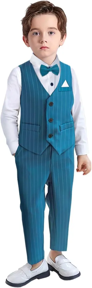 Yilaku Boys Suits Ring Bearer Outfit Toddler Suits with Vest Shirt Pants Sets Kids Dress Clothes for 18 Months-9 Years