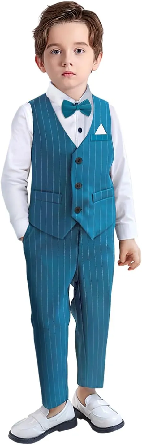 Yilaku Boys Suits Ring Bearer Outfit Toddler Suits with Vest Shirt Pants Sets Kids Dress Clothes for 18 Months-9 Years