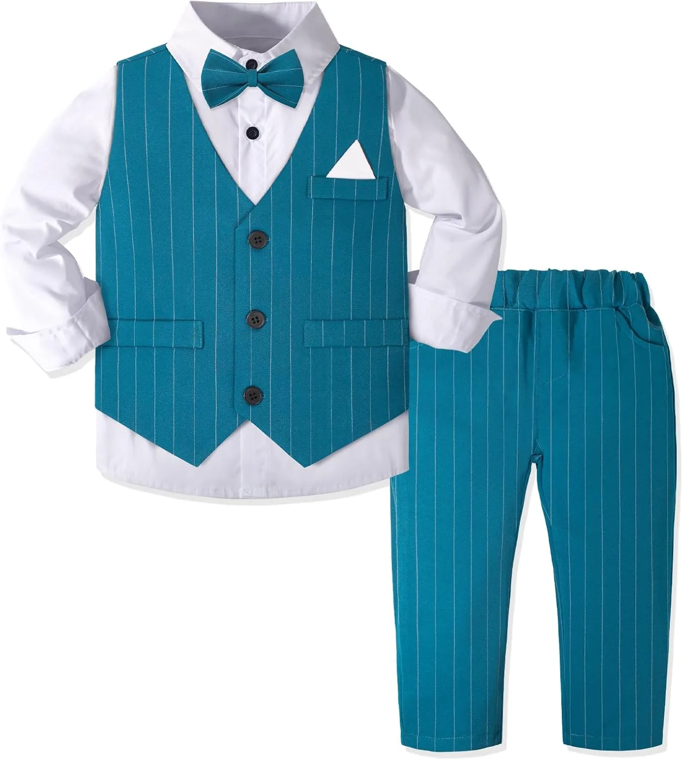 Yilaku Boys Suits Ring Bearer Outfit Toddler Suits with Vest Shirt Pants Sets Kids Dress Clothes for 18 Months-9 Years