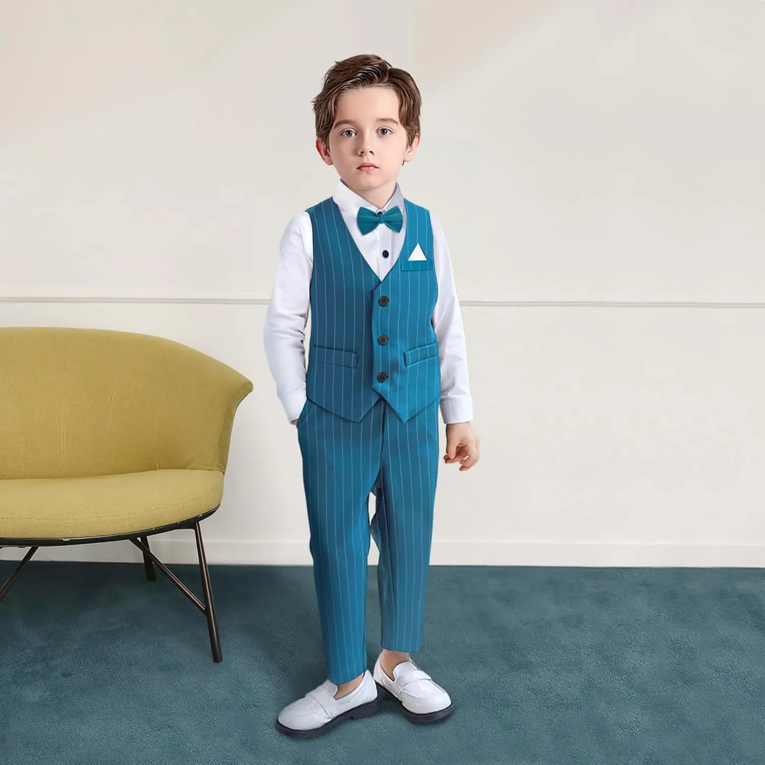 Yilaku Boys Suits Ring Bearer Outfit Toddler Suits with Vest Shirt Pants Sets Kids Dress Clothes for 18 Months-9 Years