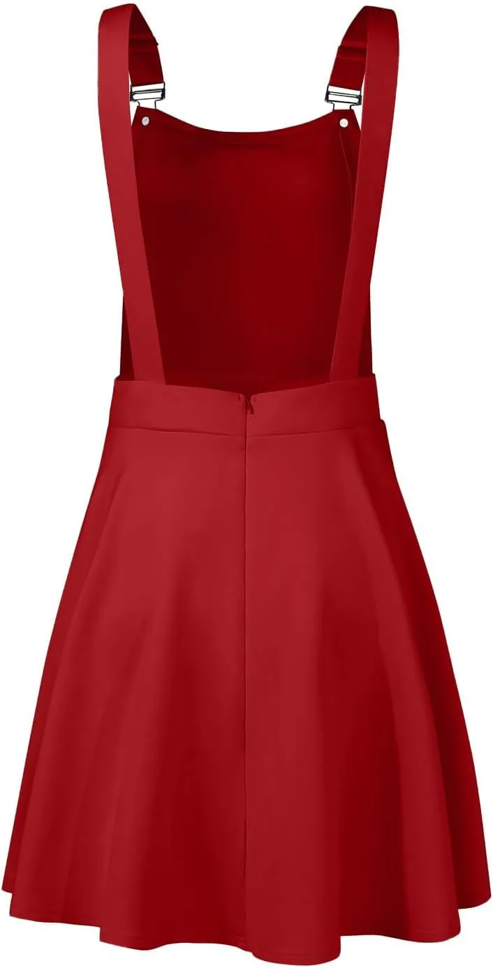 YOINS Overall Pinafore Dresses for Women Adjustable Straps Pleated Mini Cute Suspender Skirts Pinafore Dress