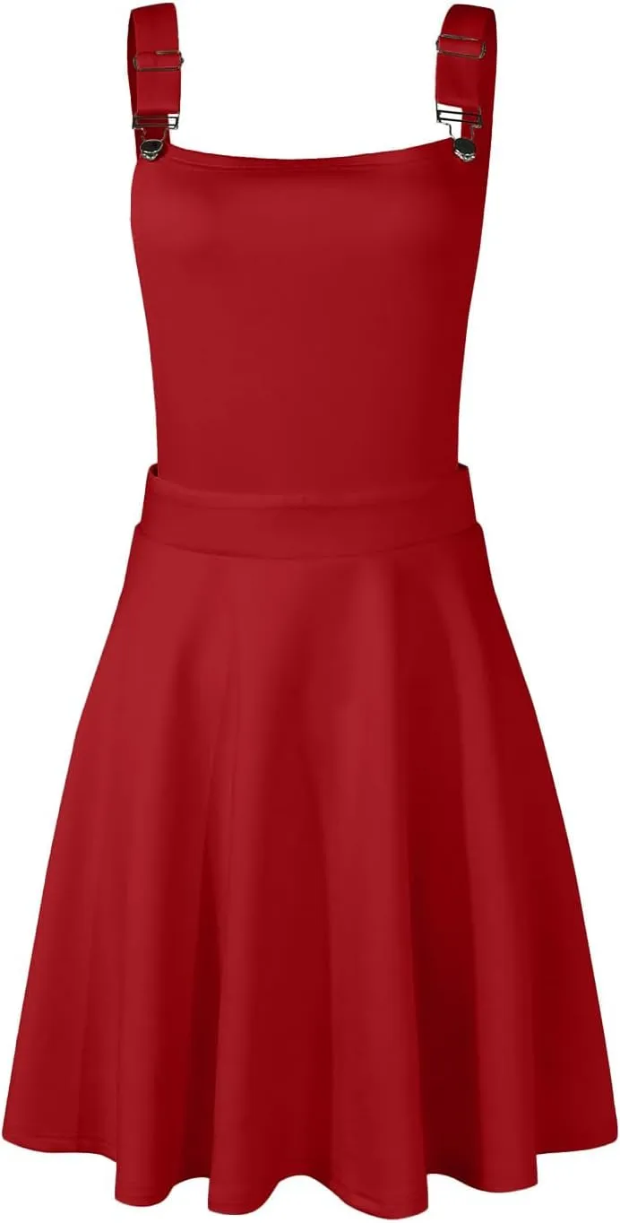 YOINS Overall Pinafore Dresses for Women Adjustable Straps Pleated Mini Cute Suspender Skirts Pinafore Dress