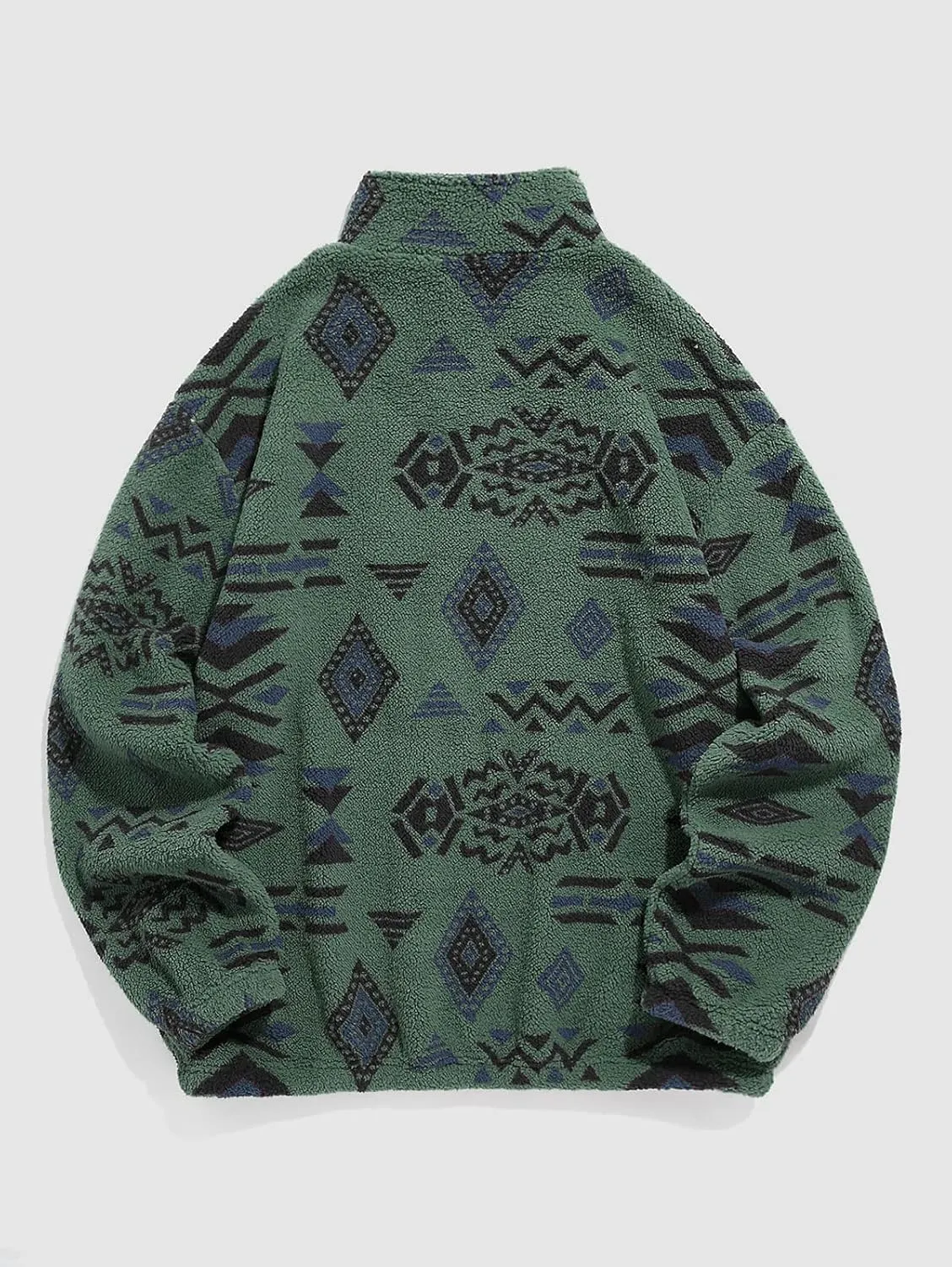 ZAFUL Mens 1/4 Zipper Fleece Sherpa Pullover Sweatshirt Ethnic Aztec Printed Kangaroo Pocket Fall Winter Unisex Hoodie Tops