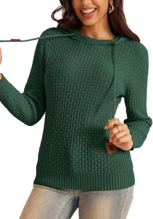 Zaitun Womens Hoodies Long Sleeve Sweatshirts Fashion Slim Waffle Casual Basic Drawstring Pullover Sweater