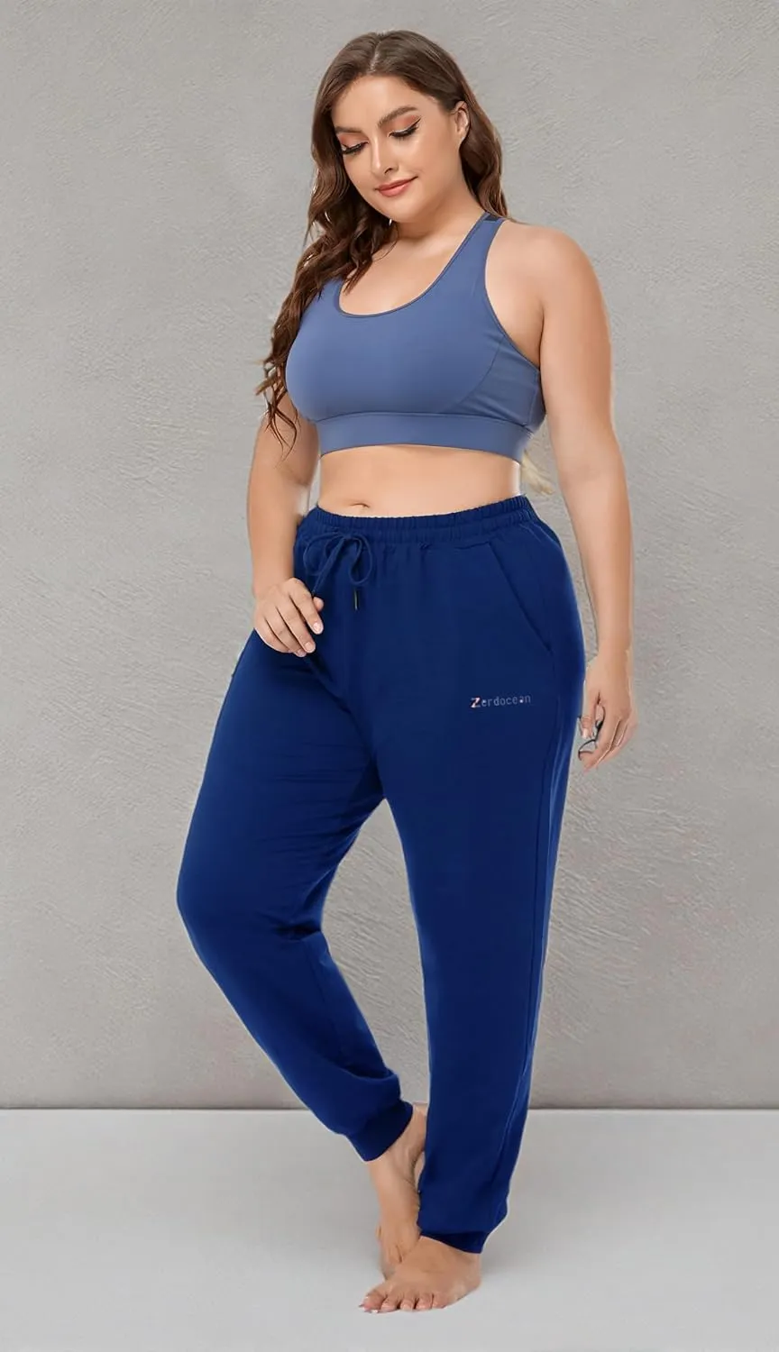 ZERDOCEAN Women's Plus Size Joggers Pants Active Sweatpants Tapered Workout Yoga Lounge Pants with Pockets