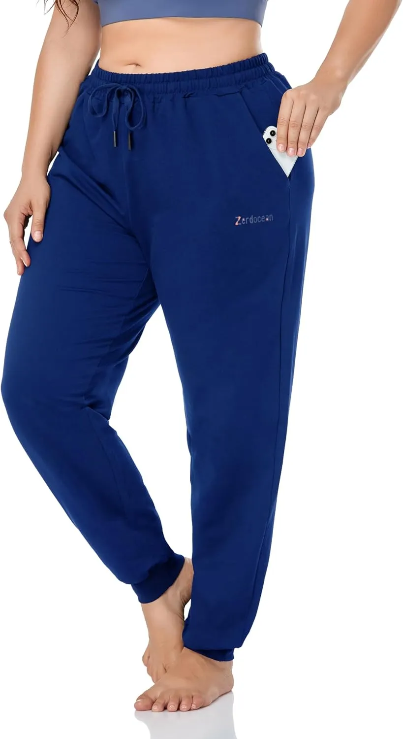 ZERDOCEAN Women's Plus Size Joggers Pants Active Sweatpants Tapered Workout Yoga Lounge Pants with Pockets