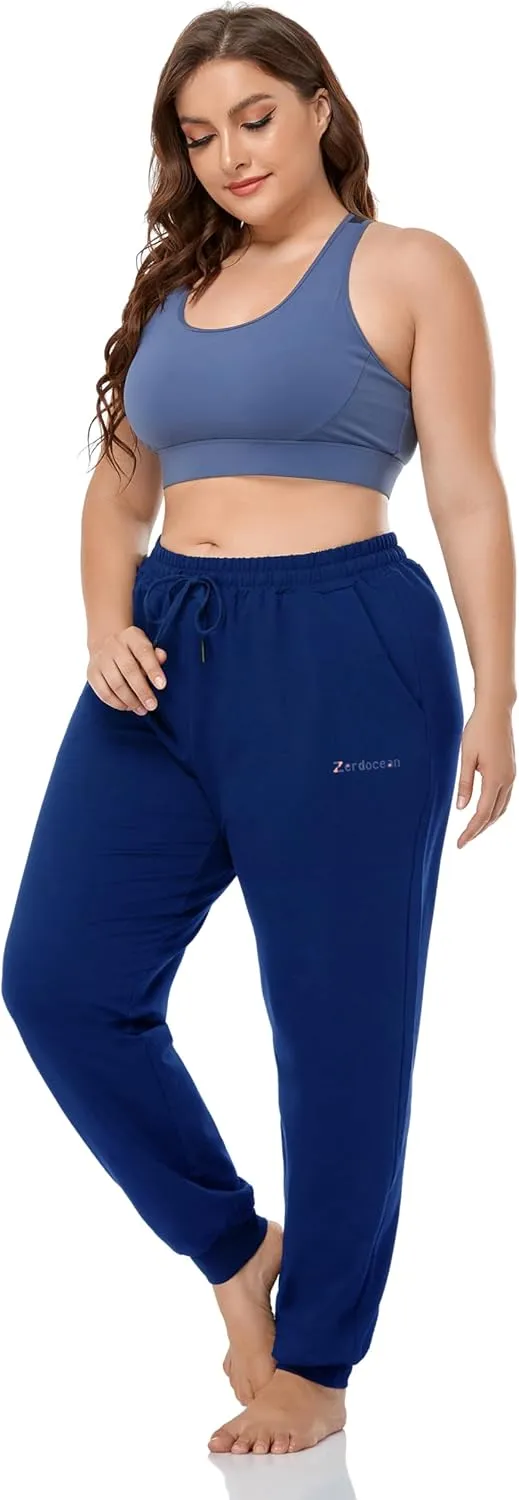 ZERDOCEAN Women's Plus Size Joggers Pants Active Sweatpants Tapered Workout Yoga Lounge Pants with Pockets