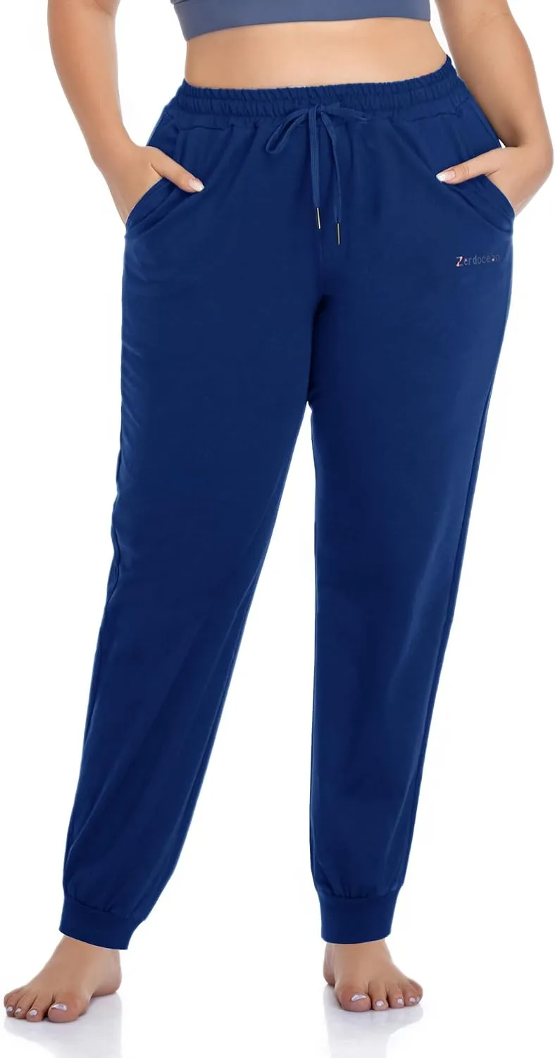 ZERDOCEAN Women's Plus Size Joggers Pants Active Sweatpants Tapered Workout Yoga Lounge Pants with Pockets