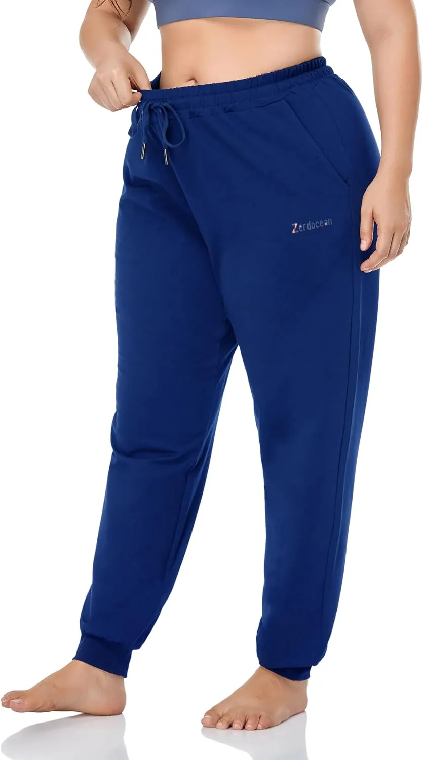 ZERDOCEAN Women's Plus Size Joggers Pants Active Sweatpants Tapered Workout Yoga Lounge Pants with Pockets