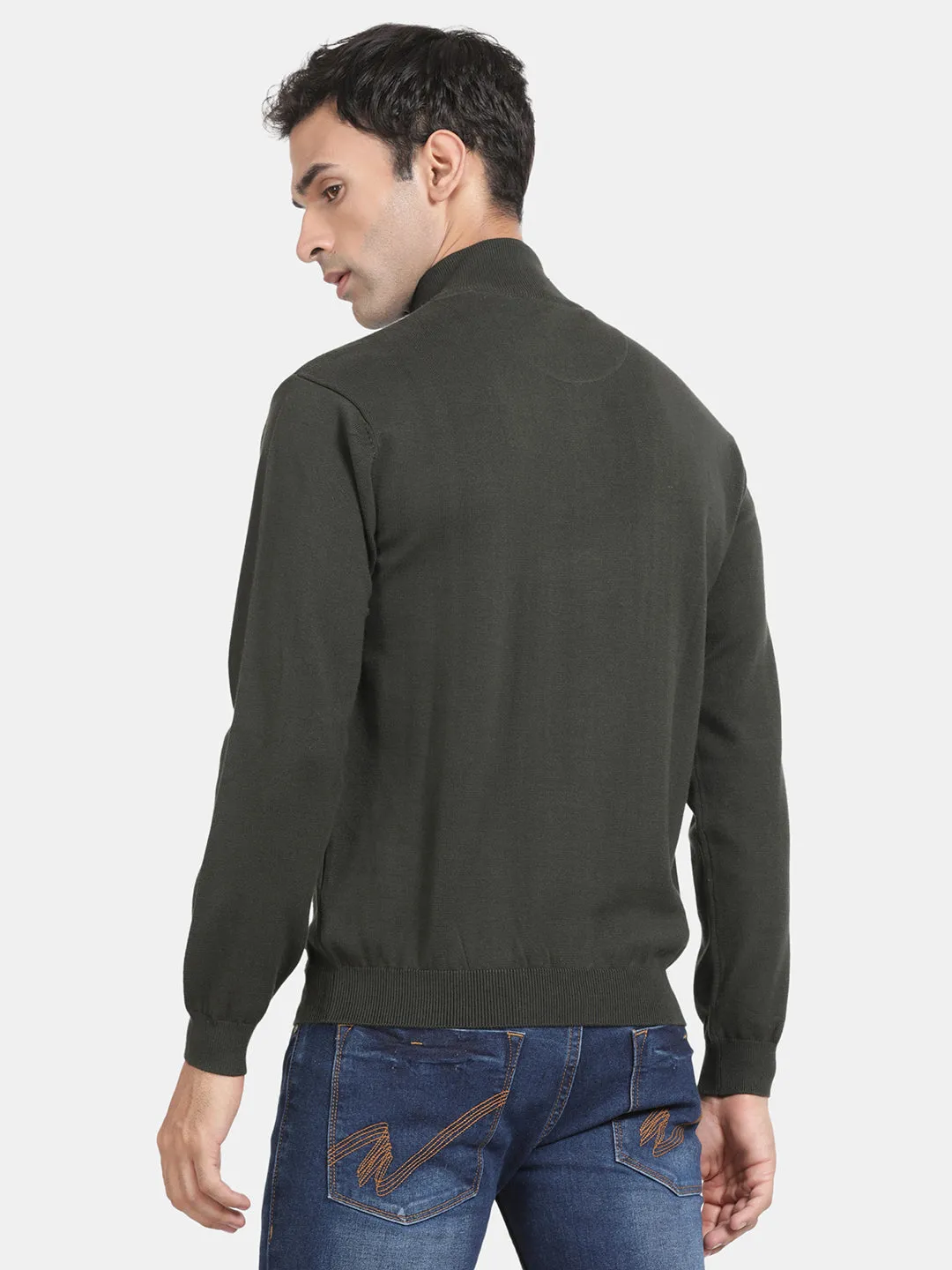 Zip Neck Navy Full Sleeve Pullover